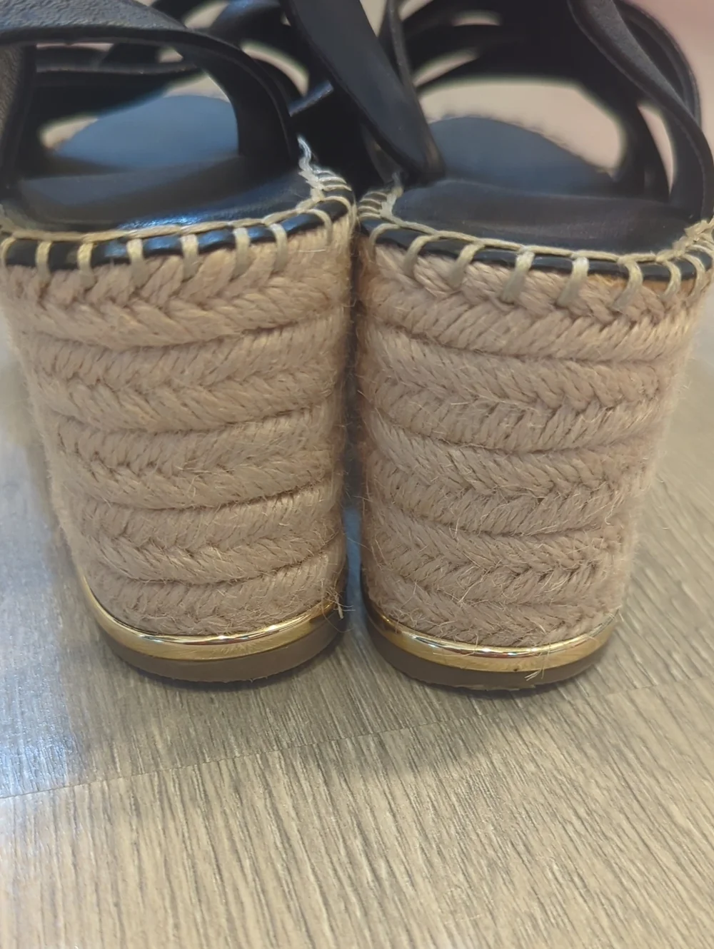 Franco Sarto Black Ankle-Strap Espadrille Wedge Sandals - Women - Picture 4 of 7